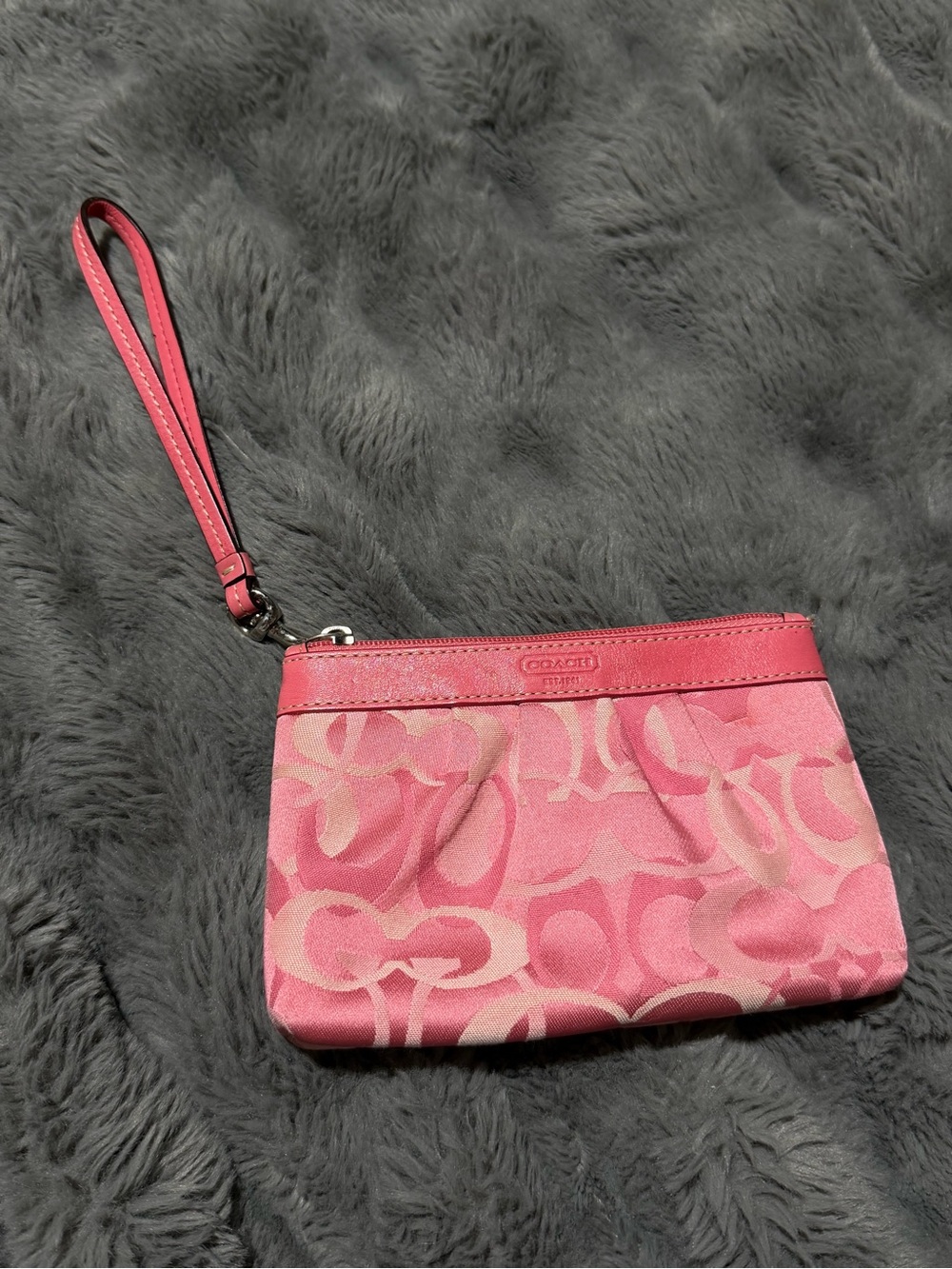 Coach Pink Signature Wristlet Pouch